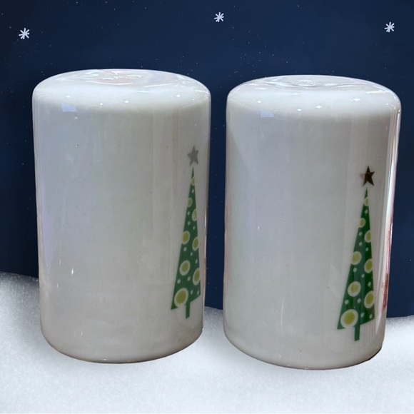 VTG Retro MCM Christmas Tree Salt Pepper Shakers Christmas Decor Red & Green - Picture 2 of 7